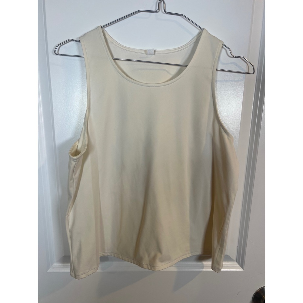 Unbranded Womens Tank Top Ribbed Scoop Neck Cream Size Small 0223